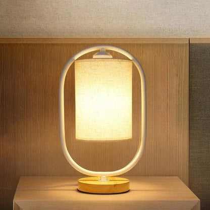 Lampe de table avec abat-jour et bois