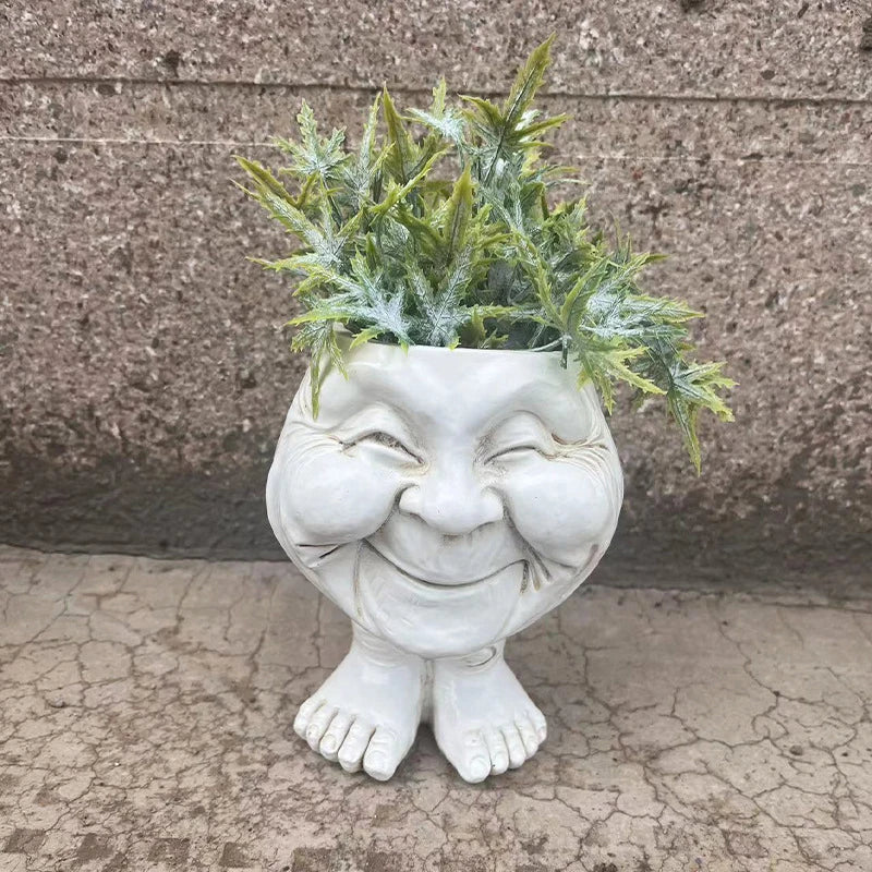 Pot avec motif de visage, 15 cm
