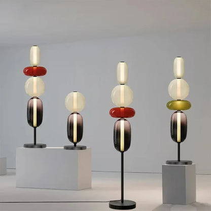 Floor lamp with colorful glass elements