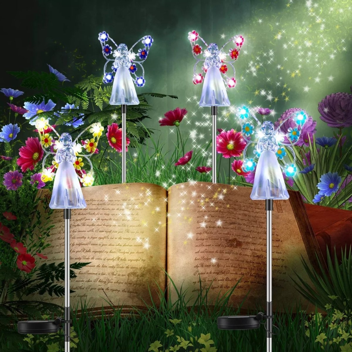 Solar garden lamp with wings