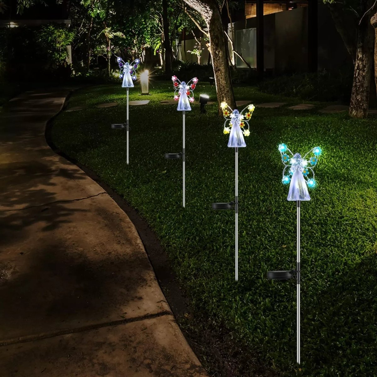 Solar garden lamp with wings