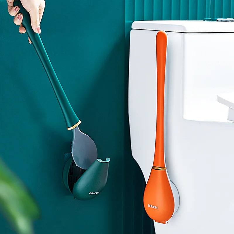 Silicone toilet brush with holder