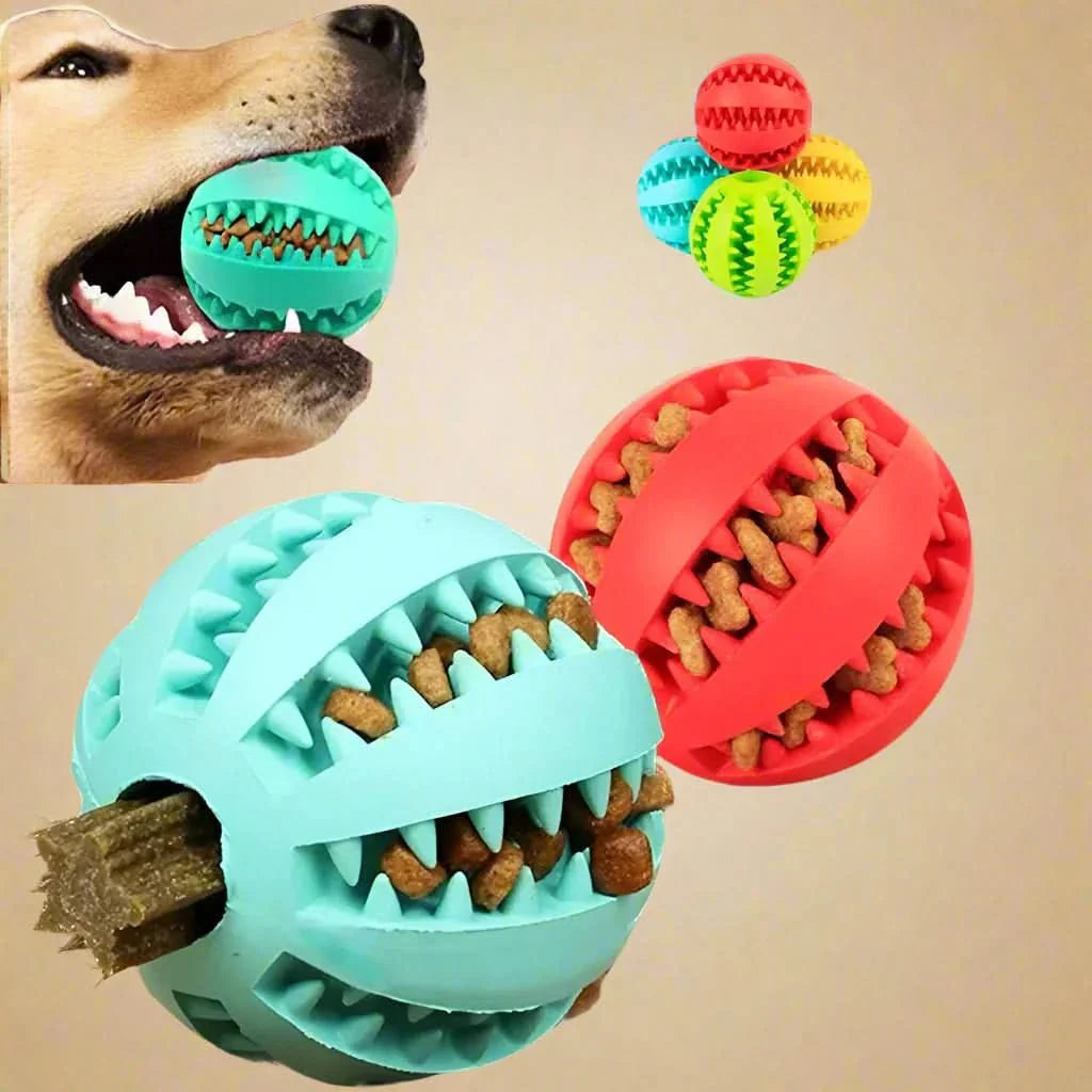 Dog ball with treat dispenser function