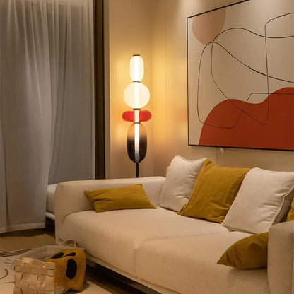 Floor lamp with colorful glass elements