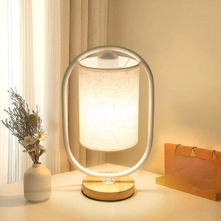 Lampe de table avec abat-jour et bois