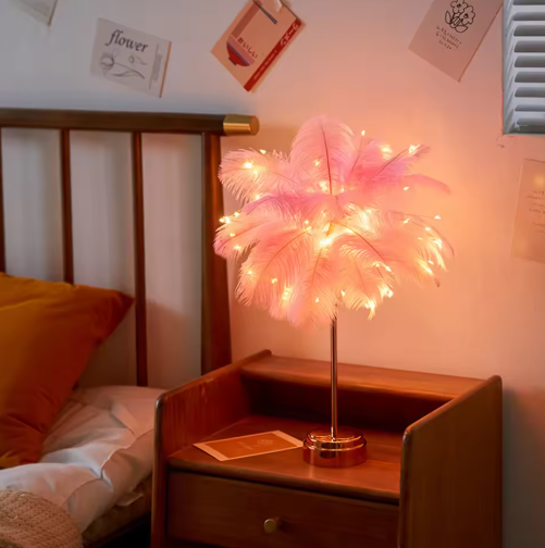 Stolní lampa s LED peřím