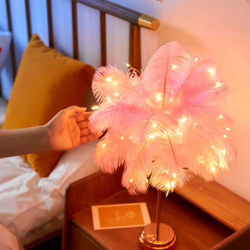 Stolní lampa s LED peřím