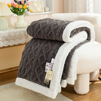 Couverture en sherpa à motif géométrique