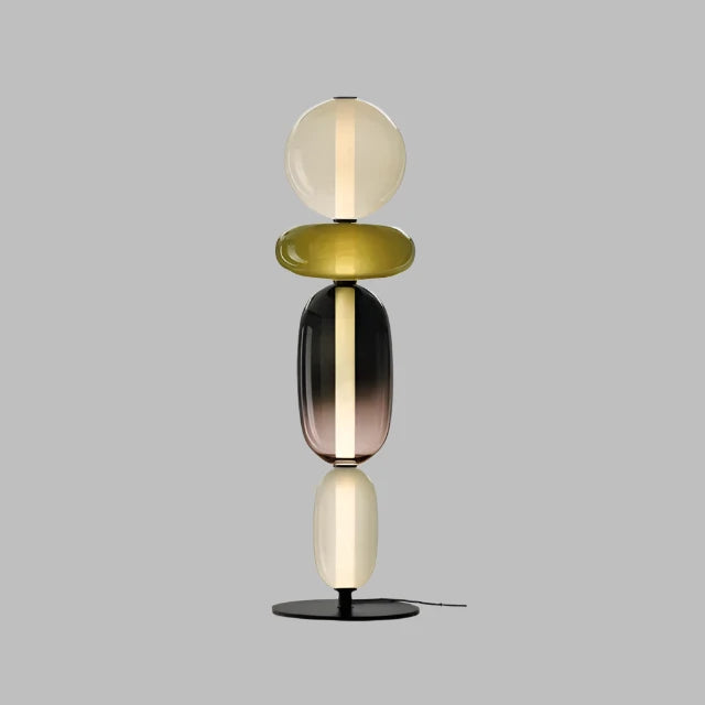 Floor lamp with colorful glass elements