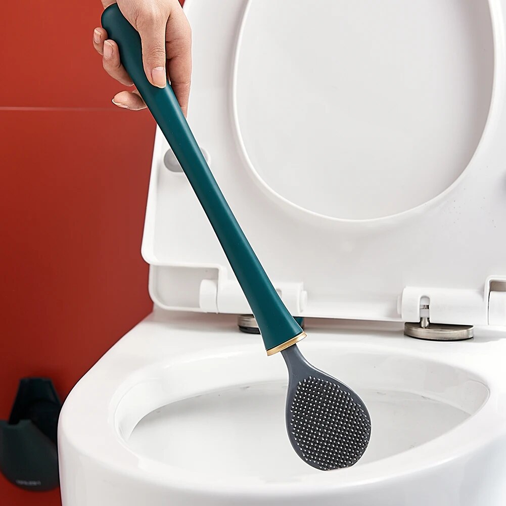 Silicone toilet brush with holder