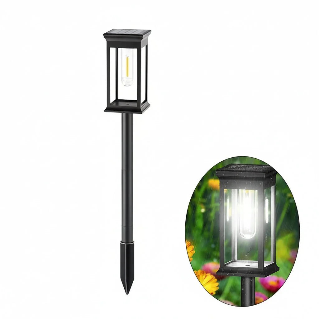 Solar garden light with ground mounting