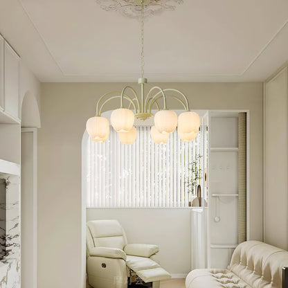Lustre avec des abat-jour en verre