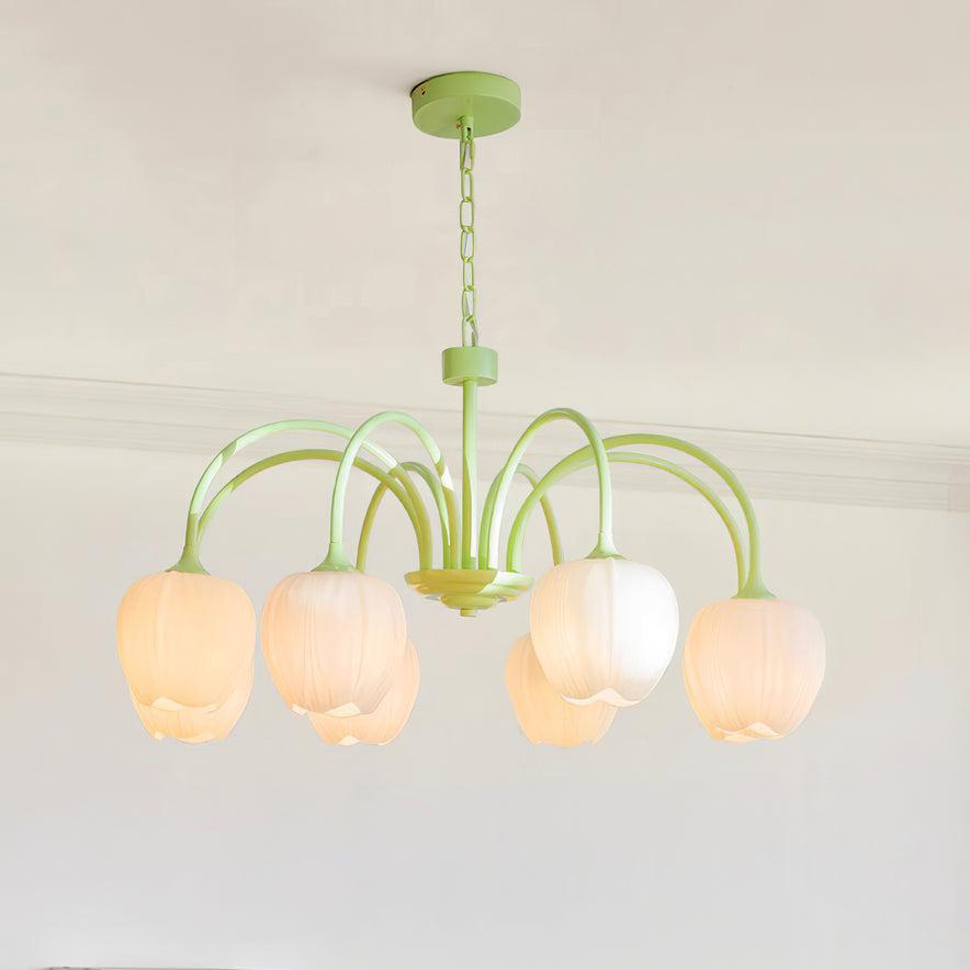 Lustre avec des abat-jour en verre