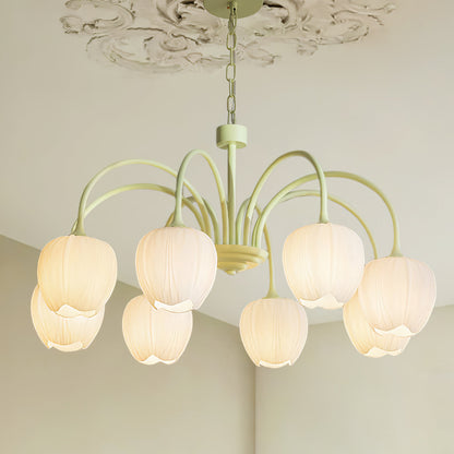 Lustre avec des abat-jour en verre