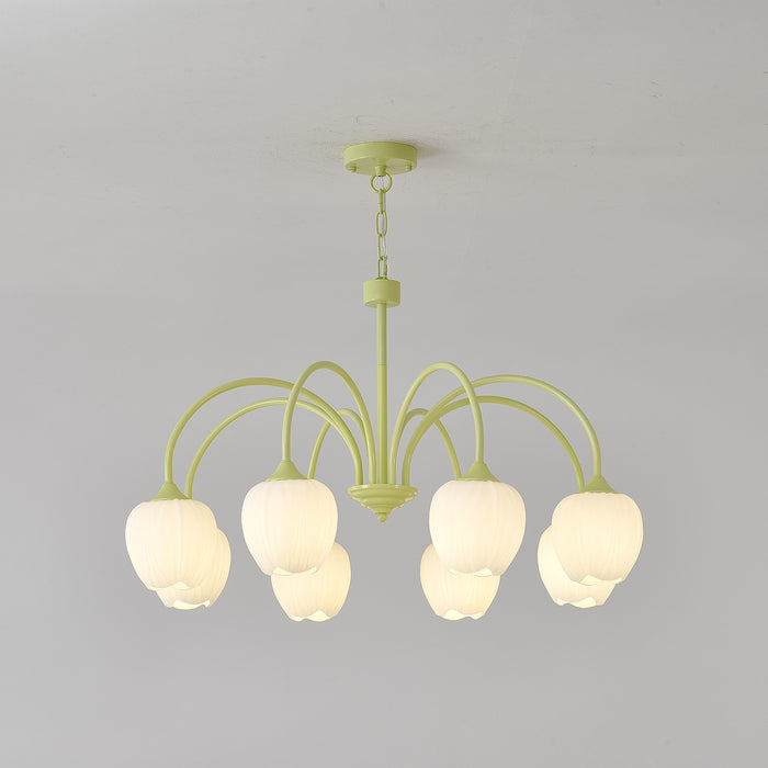 Lustre avec des abat-jour en verre