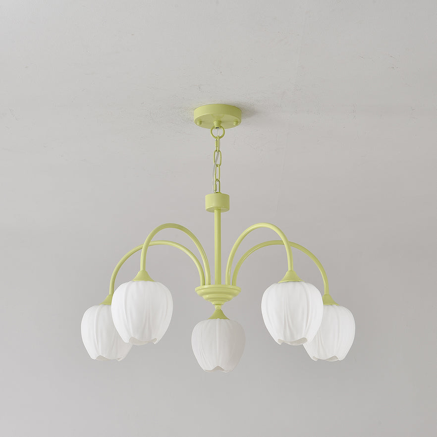 Lustre avec des abat-jour en verre