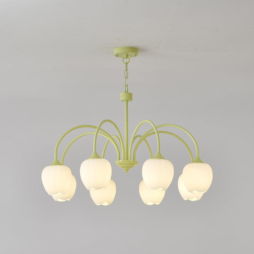 Lustre avec des abat-jour en verre