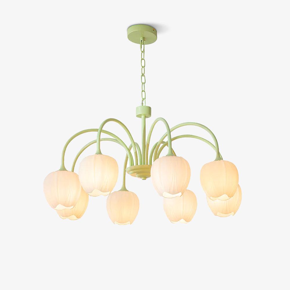 Lustre avec des abat-jour en verre