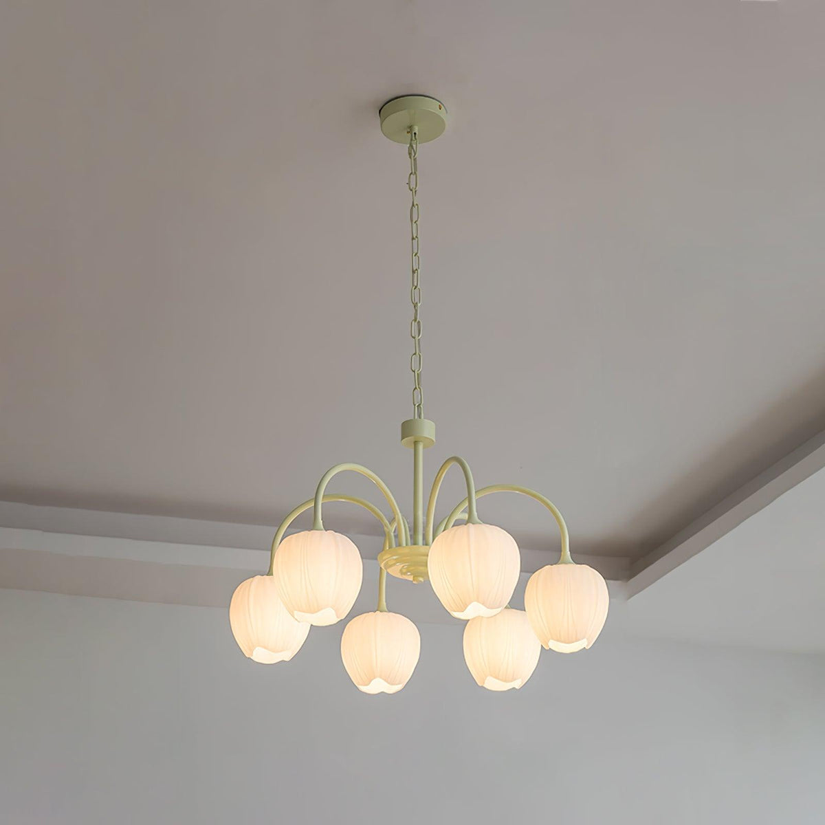 Lustre avec des abat-jour en verre