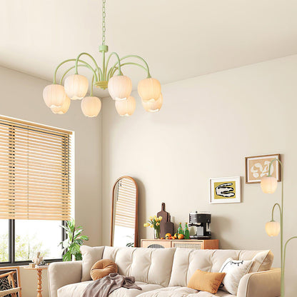 Lustre avec des abat-jour en verre