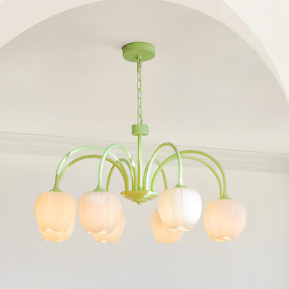Lustre avec des abat-jour en verre
