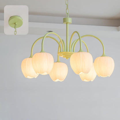 Lustre avec des abat-jour en verre