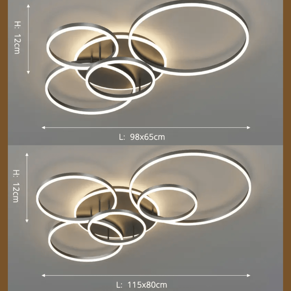 Lampa sufitowa LED z pierścieniami i pilotem
