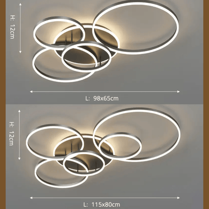 Lampa sufitowa LED z pierścieniami i pilotem