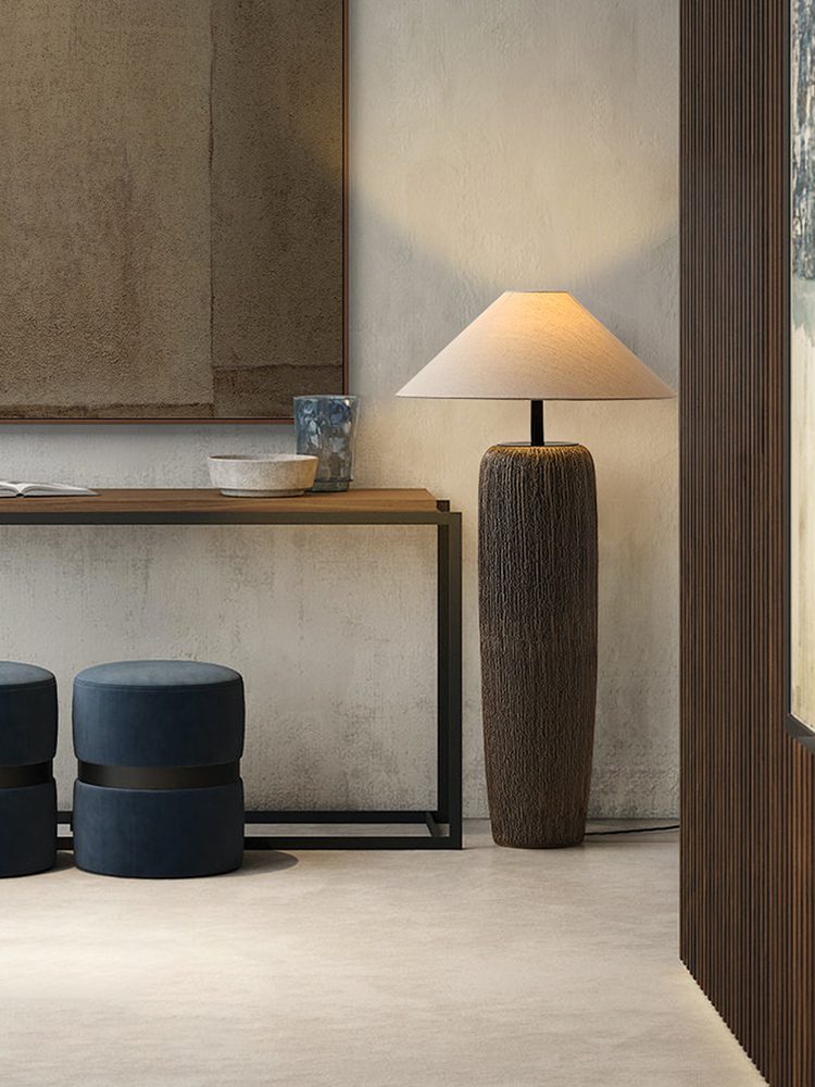 Metal-and-ceramic floor lamp