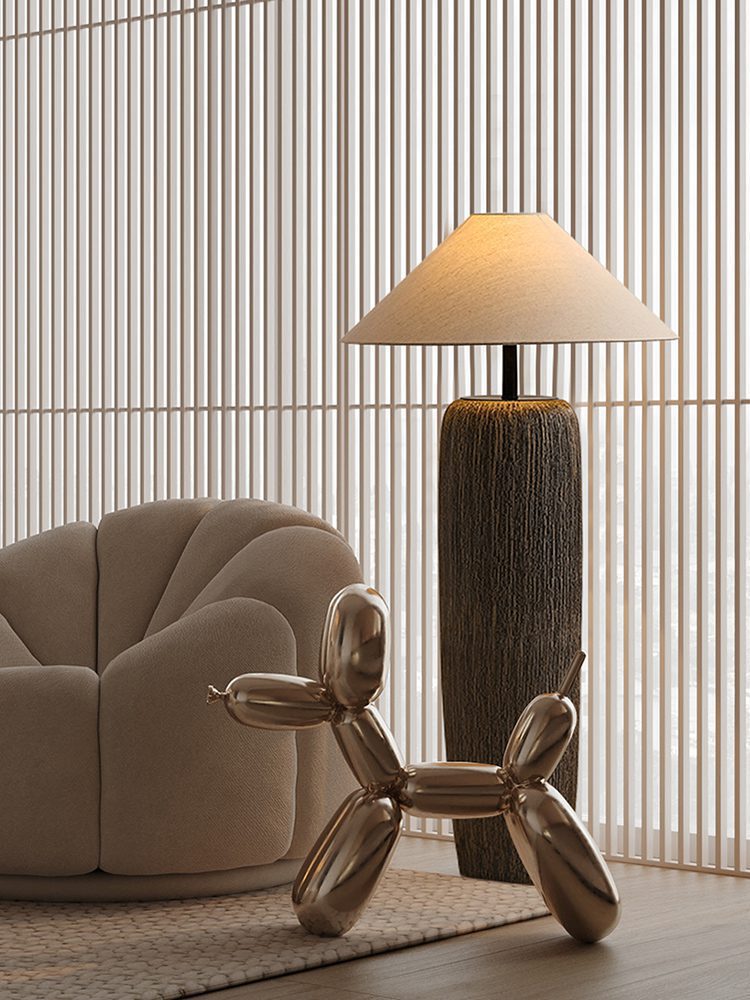 Metal-and-ceramic floor lamp