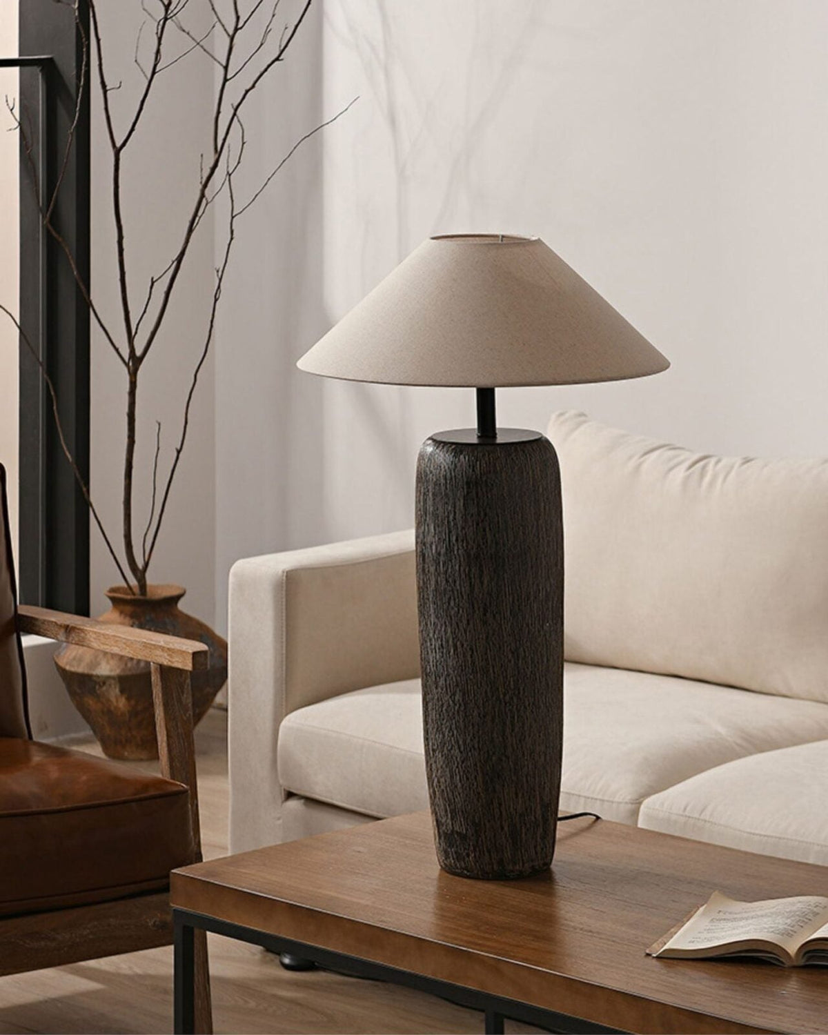 Metal-and-ceramic floor lamp