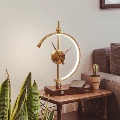 LED table lamp with clock and Qi charging