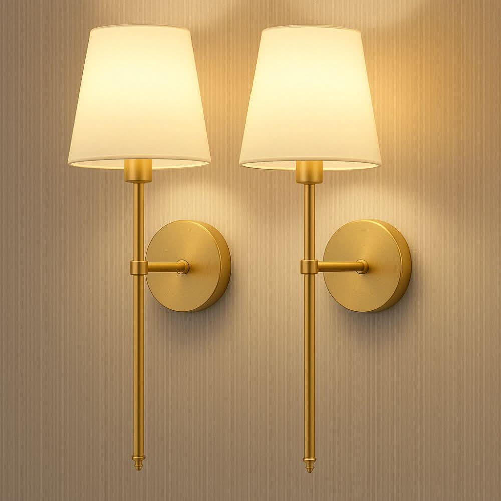Battery-powered wall lamps with RGB shades, set of 2 pcs.