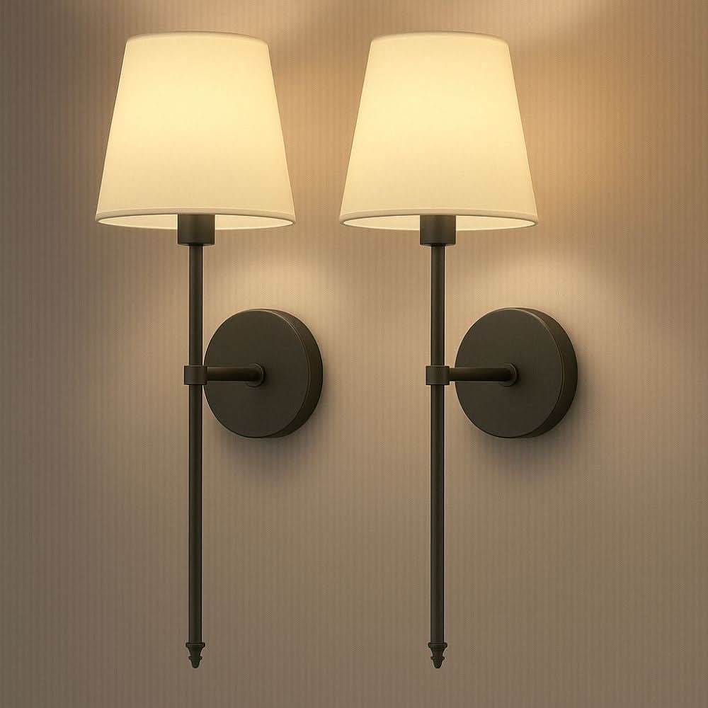 Battery-powered wall lamps with RGB shades, set of 2 pcs.