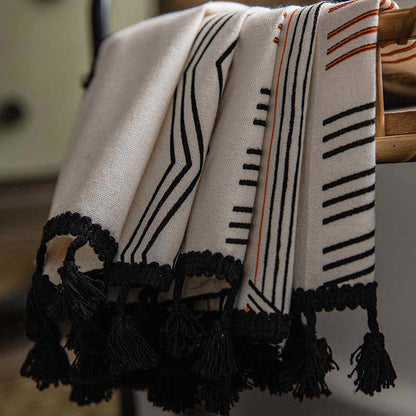 Semi-blackout boho curtain with tassels