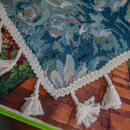 Boho floral curtain with tassels