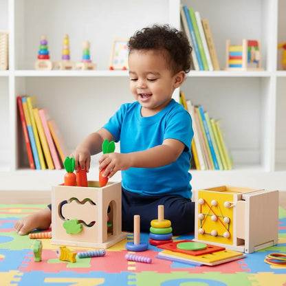 Dřevěná Montessori hračka 8 v 1