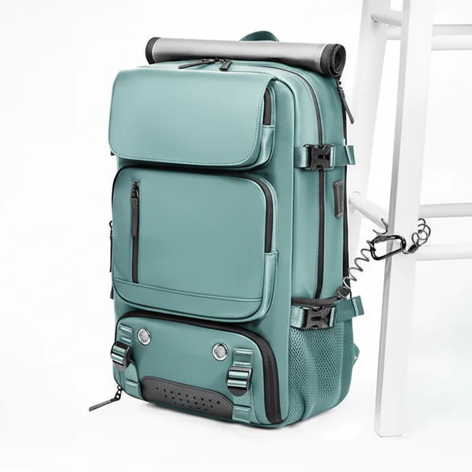 Travel backpack with a shoe compartment
