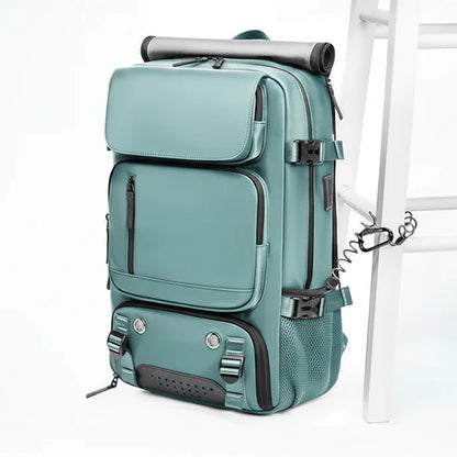 Travel backpack with a shoe compartment