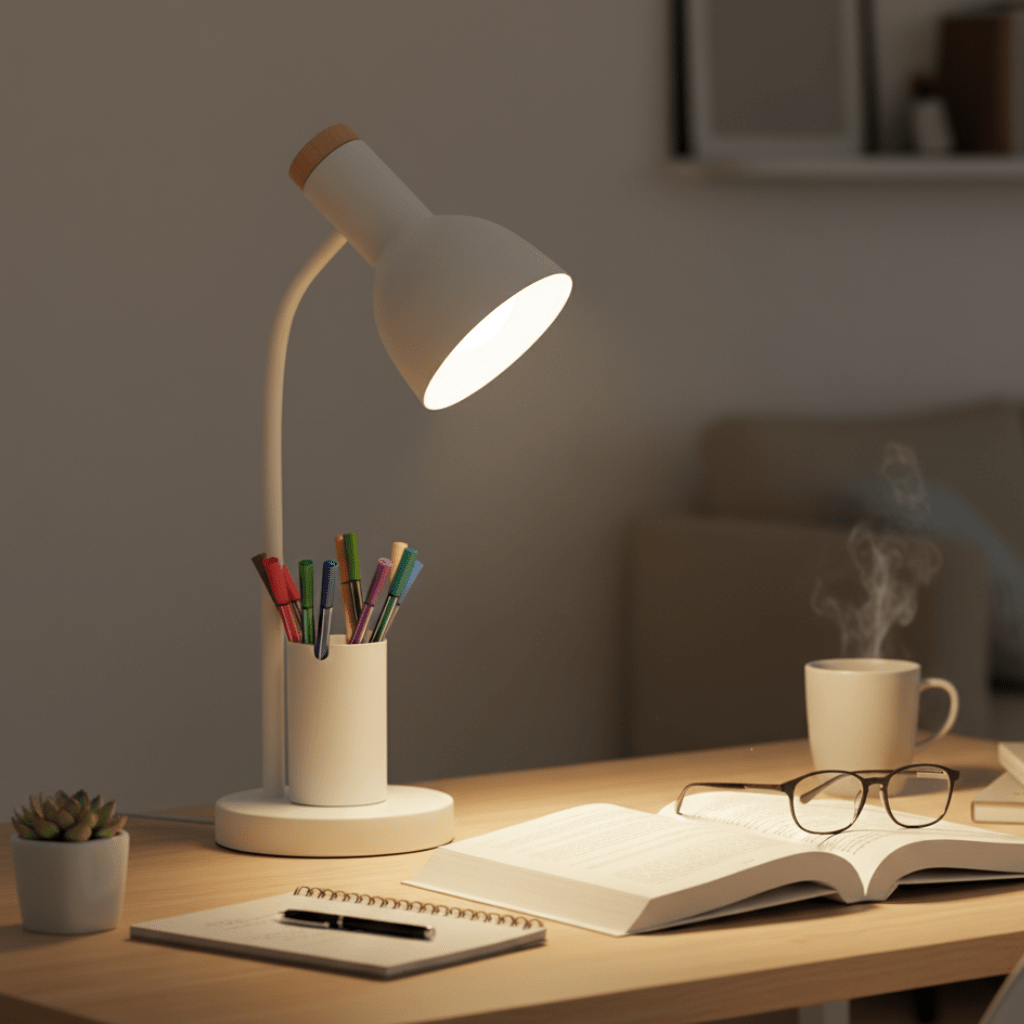 LED desk lamp with a pen holder