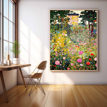Tableau de jardin fleuri sur toile