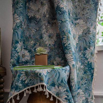 Boho floral curtain with tassels