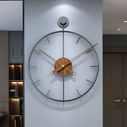 Wall clock with a linear metal frame