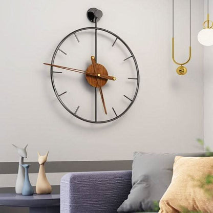 Wall clock with a linear metal frame