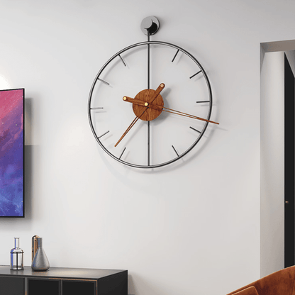 Wall clock with a linear metal frame
