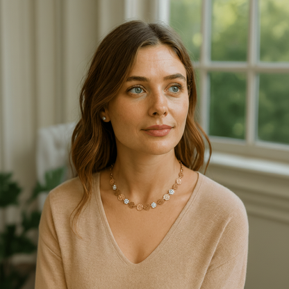 Choker and earrings with green stones