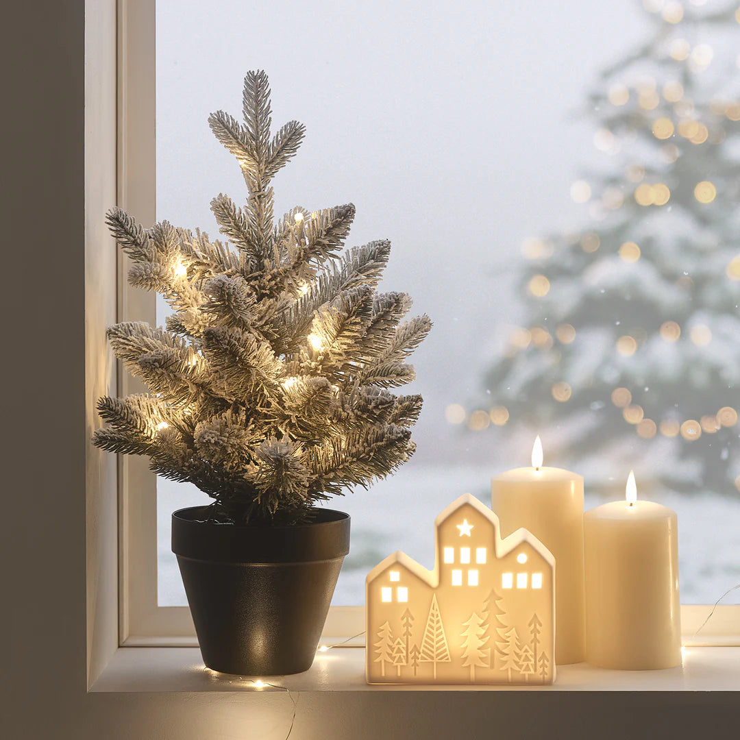 Sapin de Noël enneigé à LED 45 cm