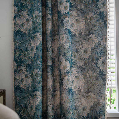 Boho floral curtain with tassels