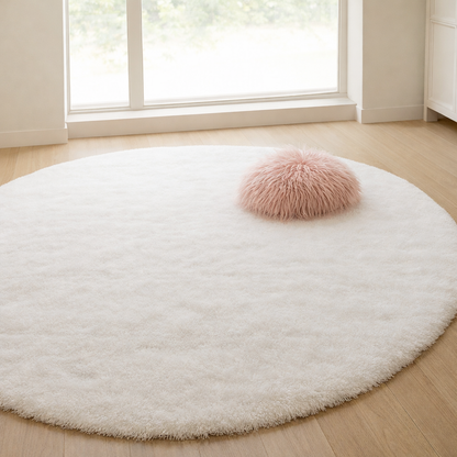 Round shaggy rug