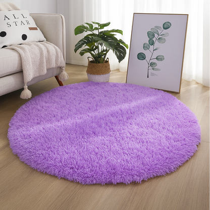 Round shaggy rug